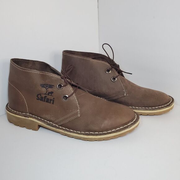 Safari By Bata brown Leather Chukka Desert Ankle Boots Lace up Mens Size 10 - Picture 4 of 10